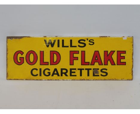 A Wills's Gold Flake Cigarettes rectangular double sided enamel sign with top flange, 24 1/2 x 8 1/2". 