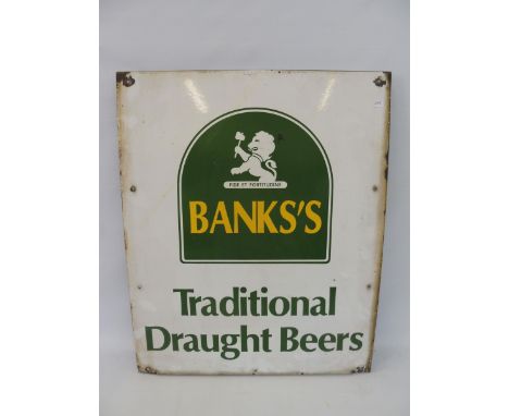A Banks's Traditional Draught Beers rectangular enamel sign, 20 1/2 x 25".
