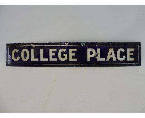 A narrow enamel sign for College Place, 29 x 5".