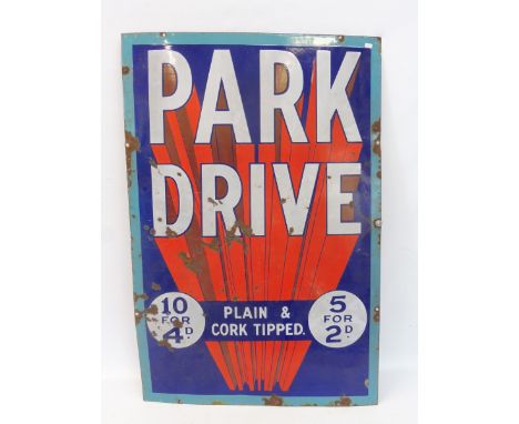 A Park Drive rectangular enamel sign, 24 x 36". 