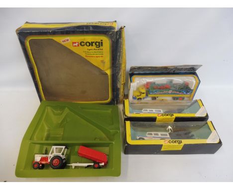 Four Corgi Major sets, circa 1980, to include the Dolphinarian and the Mumbler lifeboat with L.W.B. Land Rover and an incompl