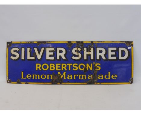 A Robertson's Silver Shred Lemon Marmalade rectangular enamel sign, 30 x 10 1/2". 