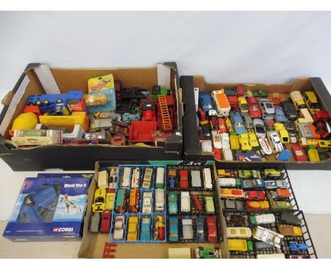 A quantity of die-cast models in three boxes including an early Dinky, Marshall tractor etc. 
