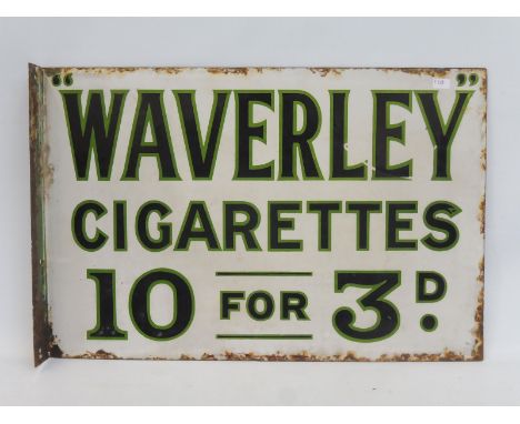 A rare Waverley Cigarettes/Mixture rectangular double sided enamel sign with hanging flange, good gloss, 18 x 12". 