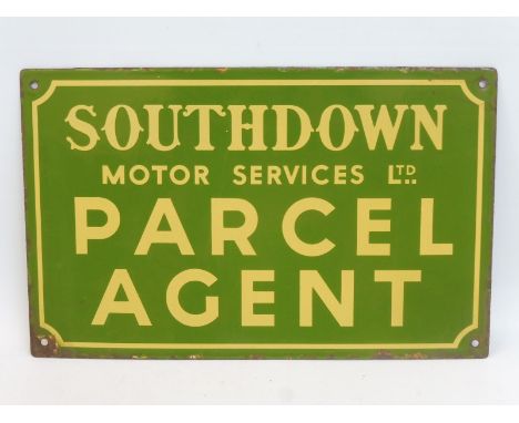 A Southdown Motor Services Ltd. Parcel Agent double sided enamel sign in very good condition, 16 x 10". 