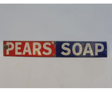 A Pears' Soap enamel strip sign with some restoration, 18 1/2 x 2 3/4". 