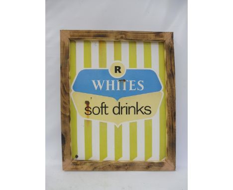 An R Whites Soft Drinks enamel sign, 20 1/2 x 25".