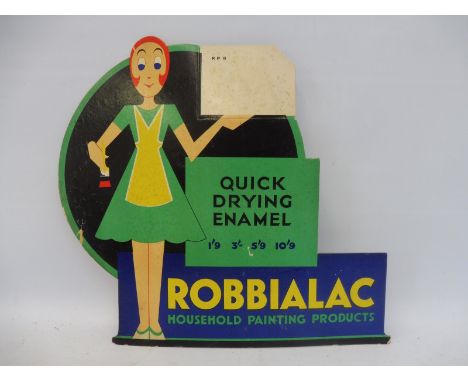 A Robbilac Quick Drying Enamel die-cut colourful showcard, 13 1/2 x 12". 
