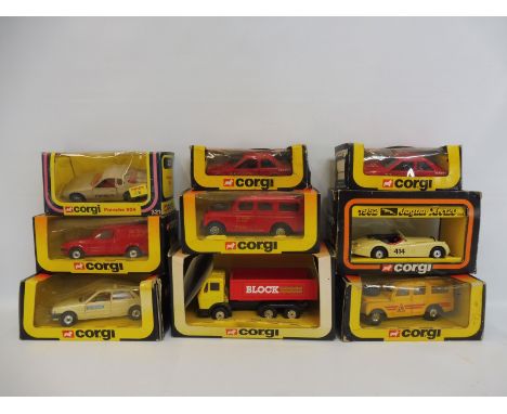 A small quantity of circa 1980s boxed Corgi die-cast vehicles to include the L.W.B. Land Rover, a Post Office Land Rover etc.