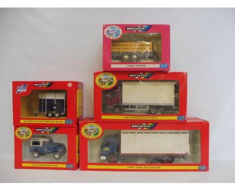 Five Britains rainbow packs, circa 1990s to include the Land Rover Defender, two trailers etc. 