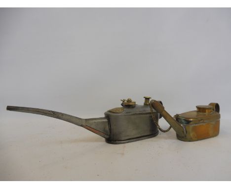 A small oiler bearing oval brass plaque for J. House Cutler Tool Maker and Engineer Hammersmith, plus a small brass lamp.