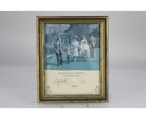 HM Queen Elizabeth II and HRH Prince Philip, Christmas card, signed and dated in black ink, 'Elizabeth R 1968' and 'Philip', 