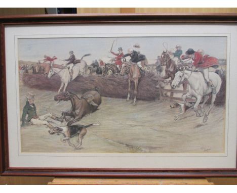 A collection of prints of Lurchers by Mick Cawston, a pair of Terriers by Cecil Aldin; Cecil Aldin "The Hunt Dinner"; Cecil A