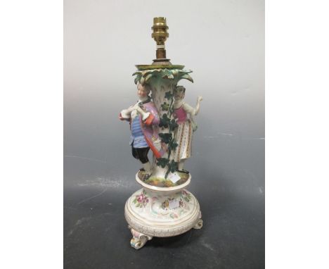 A Dresden figural lamp  