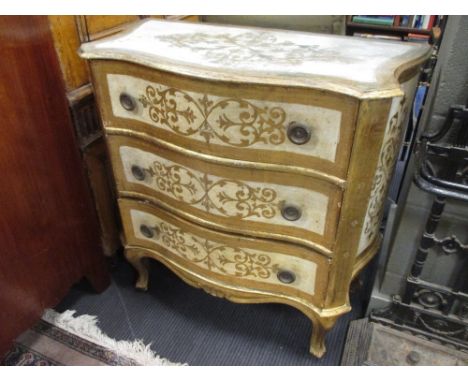 A pair of painted Venetian style console tables and a commode (3) 78 x 77 x 38cm  