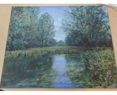 A collection of watercolours and prints: Keith Money, Landscape with cattle grazing, oil on board, 51 x 62 cm; together with 