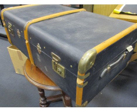 A 1940's bentwood canvas steamer trunk  