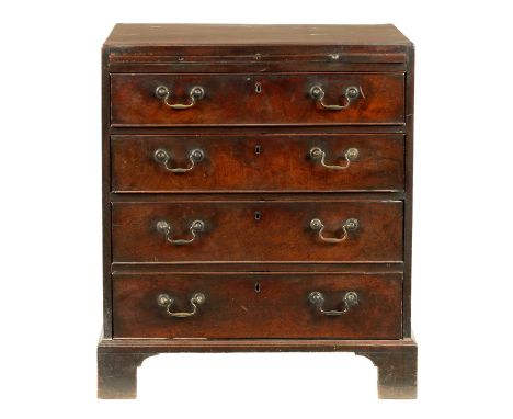 A GOOD GEORGE III MAHOGANY CADDY TOP CHEST OF DRAWERS OF SUPERB COLOUR AND PATINATION the caddy moulded top above a brushing 