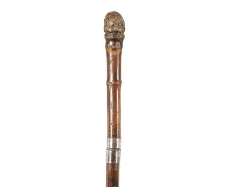 A 19TH CENTURY BAMBOO SWORD STICK with root handle and tapering steel blade signed Solingen 91.5cm overall 