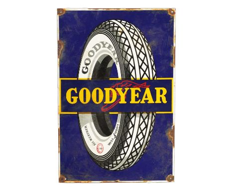 A 20TH CENTURY GOODYEAR ADVERTISING ENAMEL SIGN61cm high 40cm wide 