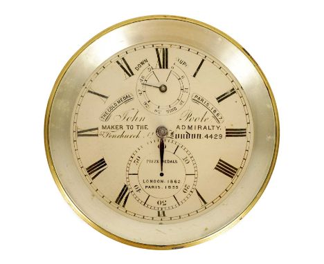 JOHN POOLE, MAKER TO THE ADMIRALTY, FENCHURCH. LONDON. A LATE 19TH CENTURY MARINE CHRONOMETER the brass bowl with a 4" silver