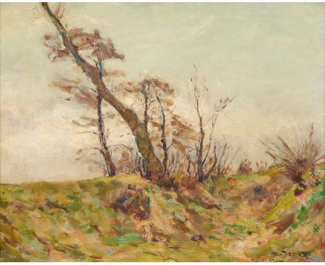 DERIX, MATTHIAS1845 Süchteln - 1950Titel: Herbstliche Landschaft. Technik: Öl auf Leinwand. Montierung: Auf Karton gelegt. Ma