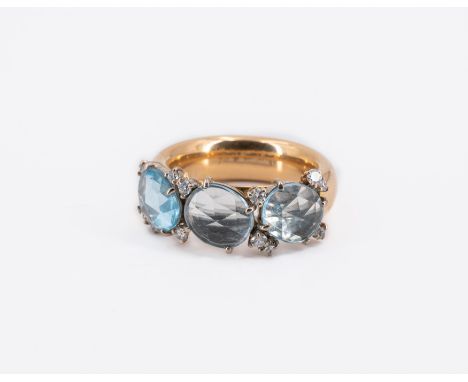 TOPAS-DIAMANT-RING. Herkunft: Deutschland. Datierung: 2014. Material: 750/- Gelbgold, Punze. Gesamtgewicht: ca. 14,4 g. EU-RM