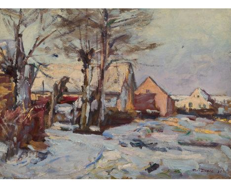 DERIX, MATTHIAS1845 Süchteln - 1950Titel: Winterlandschaft. Technik: Öl auf Leinwand. Montierung: Doubliert. Maße: 33 x 45,5c