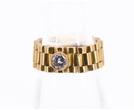 DIAMANT-RING. Herkunft: Deutschland. Material: 750/- Gelbgold, getestet. Gesamtgewicht: ca. 10,0 g. EU-RM: 61. Diamanten: 1 B