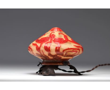 Le Verre Francais acid-etched night light with floral decoration - Weight: 700 g - Shipping available - Region: France - Size