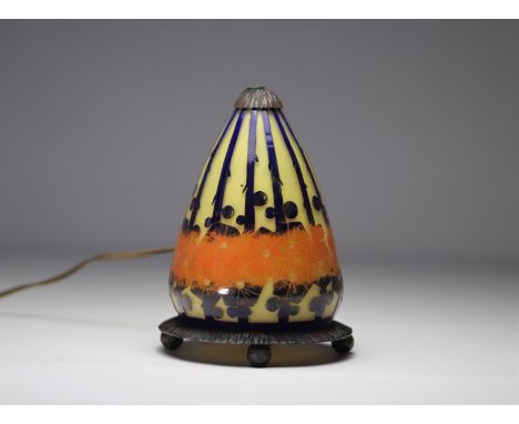 French Glass Art Deco night light acid cleared - Weight: 1.14 kg - Shipping unavailable - Region: France - Sizes: H 215 MM D 