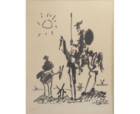 Pablo Picasso (1881-1973), after Don Quixote and Sancho Panza - 1955 Lithograph countersigned in pencil - Weight: 3.00 kg - S