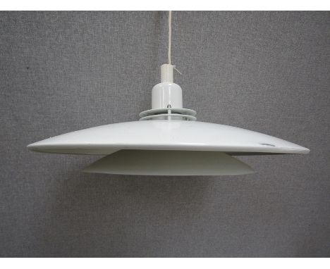 A Danish tiered ceiling light in white. 49cm diameter 