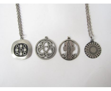 Collection of four vintage retro modernist style pendants including two Swedish ones marked R Tennesmed.