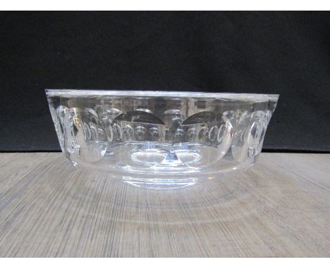 An Orrefors clear glass fruit bowl with cut circular detail, 8cm high x 20cm diameter 