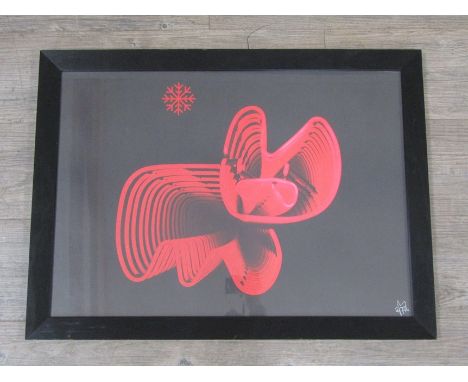 PURE EVIL (b.1968) A framed limited edition "Neon Bunny", art poster print from an unnumbered edition of 250, signed to botto