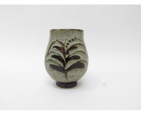 DAVID LEACH (1911-2005) A studio Pottery vase painted with foxglove design. Lowerdown and personal seals 15cm high 