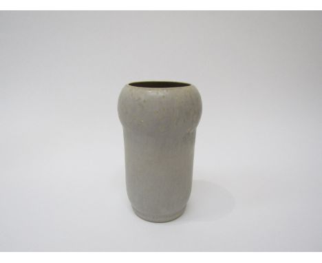 A studio porcelain vase with light grey glazed. Impressed seal to base. 14.5cm high