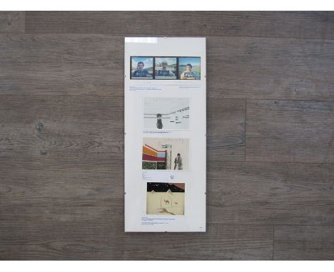 COLIN SELF (b.1941) A framed and glazed group of four photographic postcards including a group image with David Hockney and N