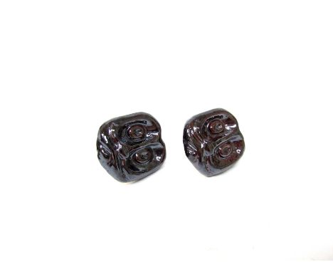 Ceramic cuff links from 1950's in the style of Bimini Buttons and Jewellery 
