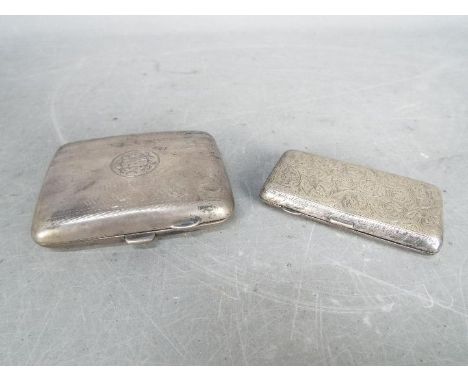 Two hallmarked silver cigarette cases, a late Victorian example with chased foliate decoration, Birmingham assay 1896, the ot