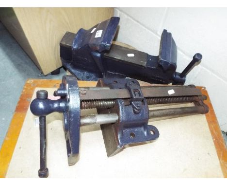 Vintage tools. 2 x Bench vice / Clamps. Longest is 59 cm overall length.Condition Report: One is marked Parkinsons Perfect Vi