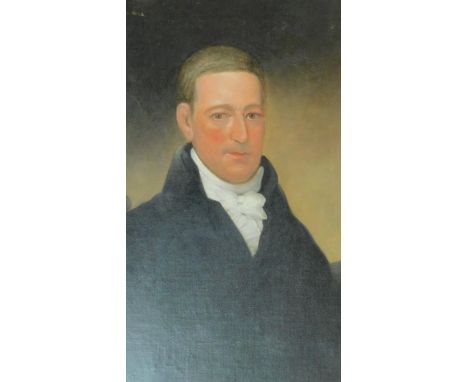 A 19th century unframed oil on canvas, portrait of a gentleman. 64x77cm 