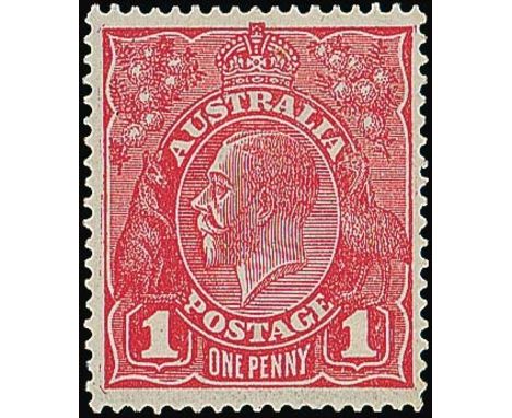 (x) Australian Commonwealth1914-20 KGV 1d. carmine-red, Die II, fine unmounted mint. S.G. 21d, £425. Photo  Subject to 5% tax