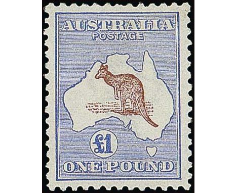 (x) Australian CommonwealthKangaroo IssuesFirst Watermark£1 brown and ultramarine, well-centred, fine mounted mint. BW 51, $4