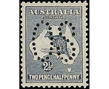 (x) Australian CommonwealthOfficial StampsKangaroo Issues1913 2½d. indigo, perf large "OS", fine unmounted mint. S.G. O4, £32