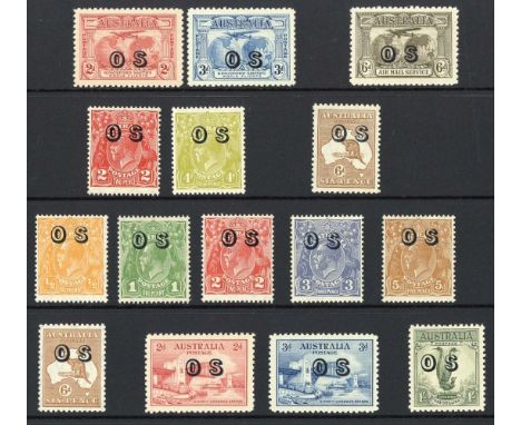 (x) Australian CommonwealthOfficial StampsOverprinted "OS"1931-33 complete unmounted mint, fine. S.G. O123-O136, £672. (15)  