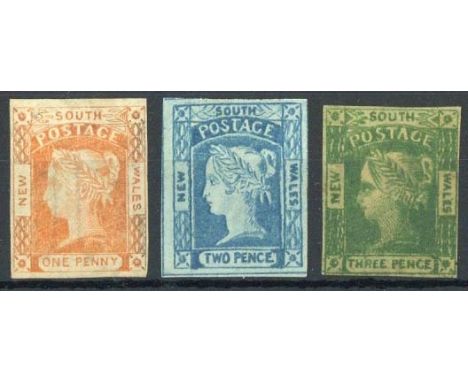 (x) New South Wales1854 Laureated, watermarked 1d. orange-vermilion with clear to good margins, regummed and a little oxidise