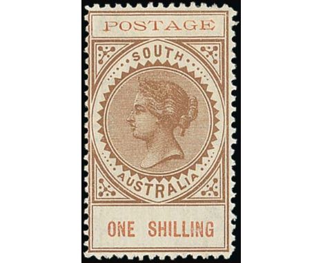 (x) South Australia1902-04 thin "postage" 1/- brown with "postage" and value in red-brown, fresh and fine mint. S.G. 275c, £1