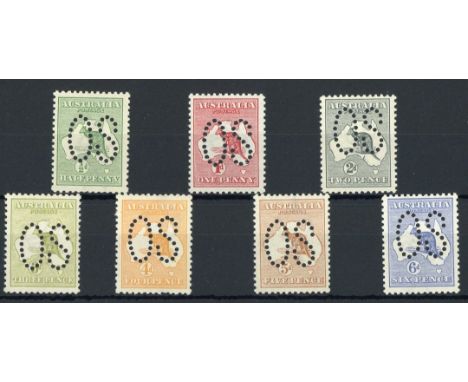(x) Australian CommonwealthOfficial StampsKangaroo Issues1913 ½d., 1d., 2d., 3d., 4d., 5d. and 6d., all perf large "OS", fine